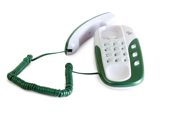 흰 배경에서 분리 된 녹색 전화기 — 스톡 사진
