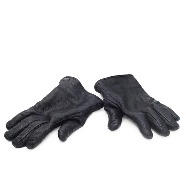 Pair black of leather gloves isolated on white background — Stock Photo, Image