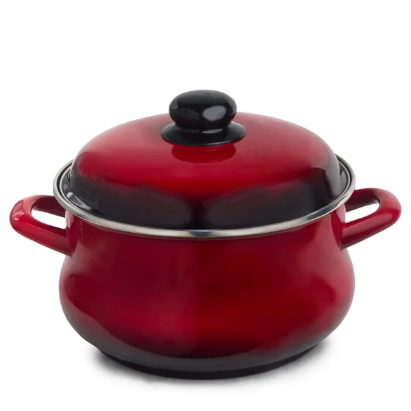 Casserole pot de cuisine rouge isolé sur fond blanc — Photo