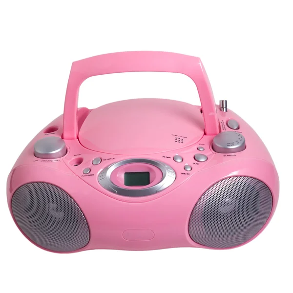 Pink mp3 stereo cd radio recorder isolated — Stock Photo, Image