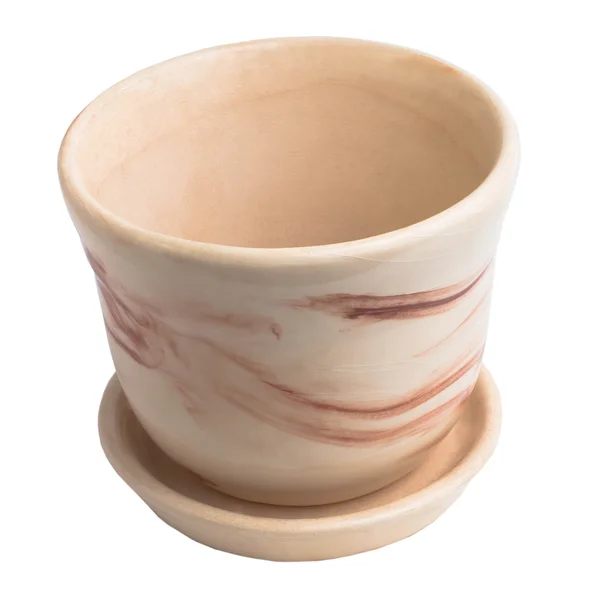 흰색 배경에 고립 된 갈색 냄비 세라믹 컵 — 스톡 사진