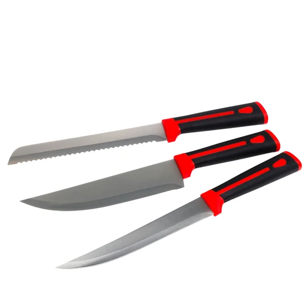 Červená kuchyňský nůž izolovaných na bílém pozadí — Stock fotografie