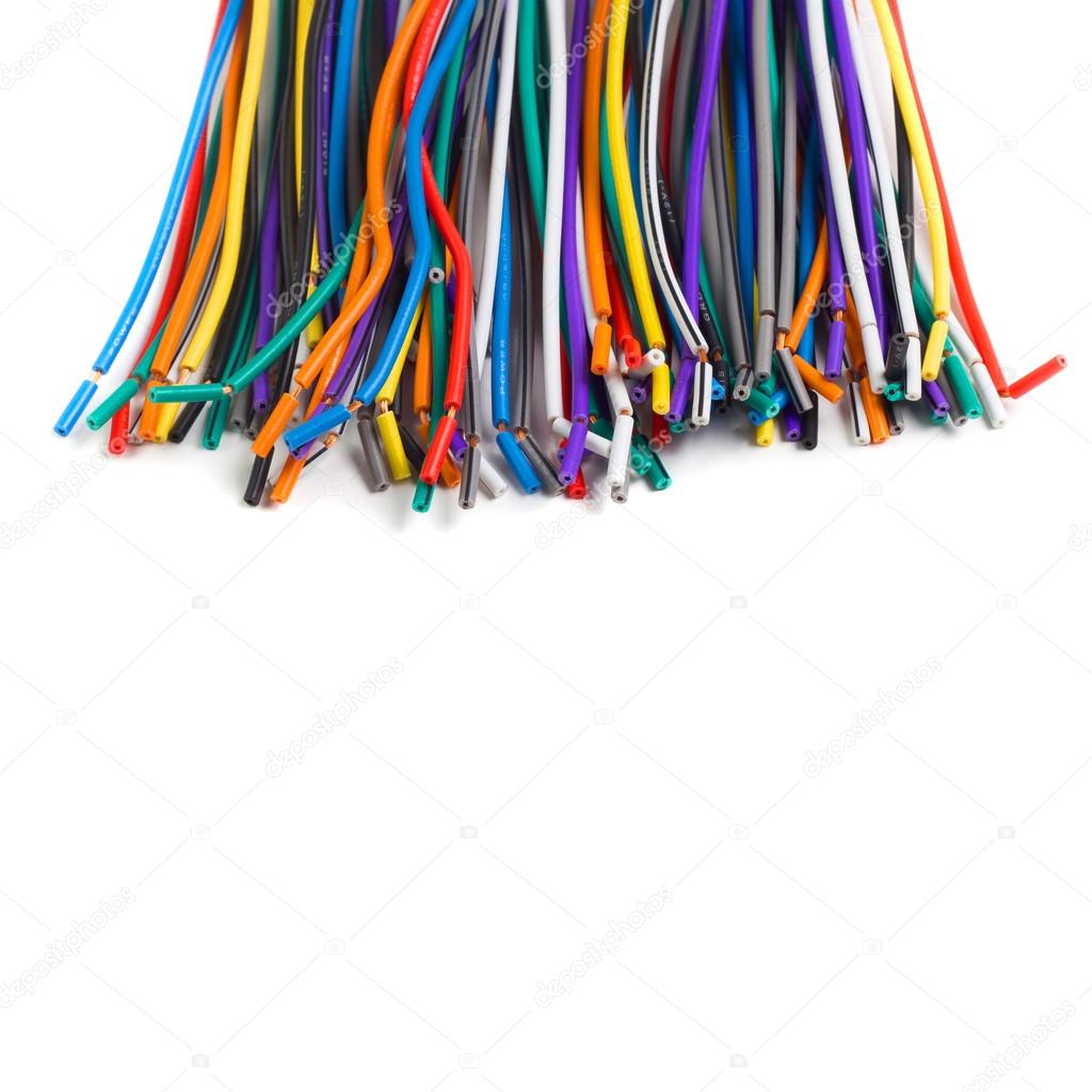 colored wires isolated on white background