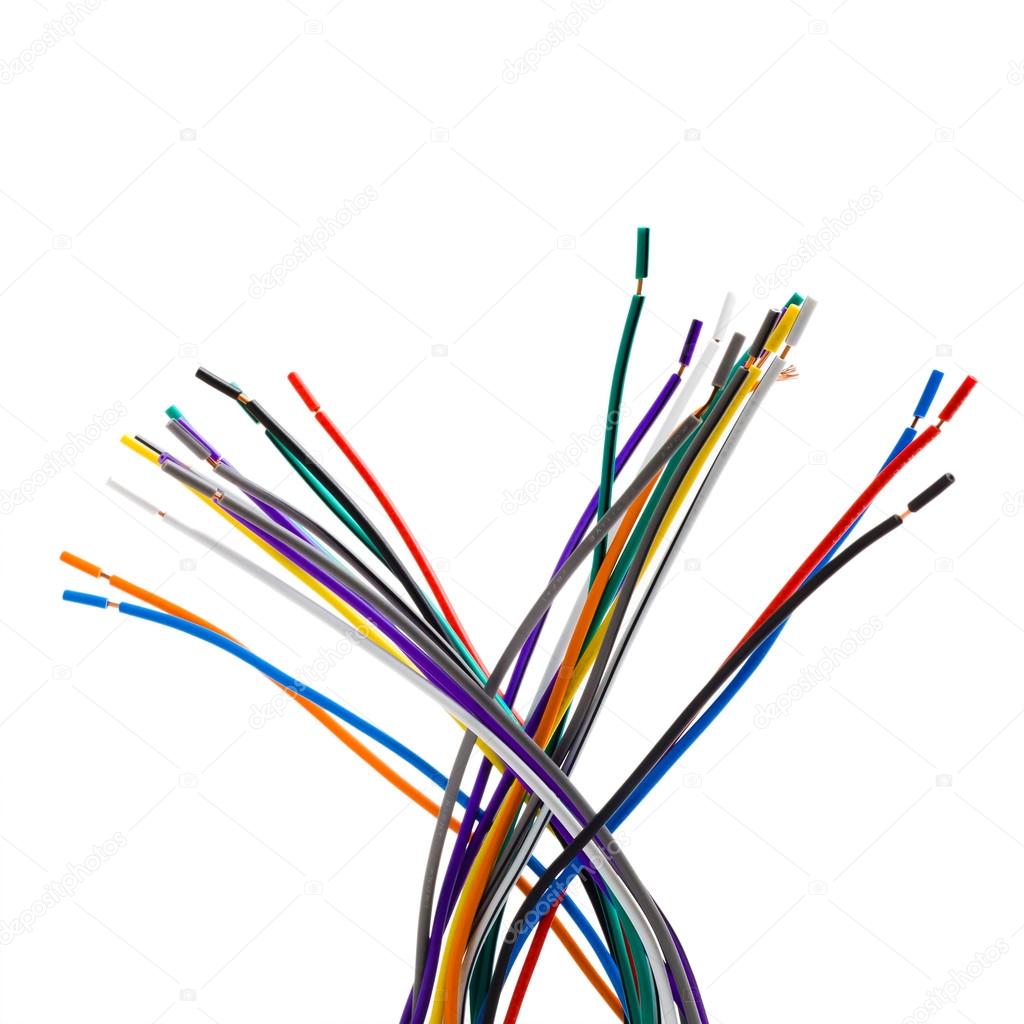 network colored wires isolated on white background