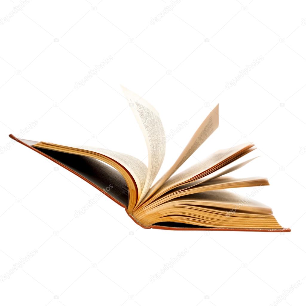 Open old book isolated lists of pages on move (clipping path)