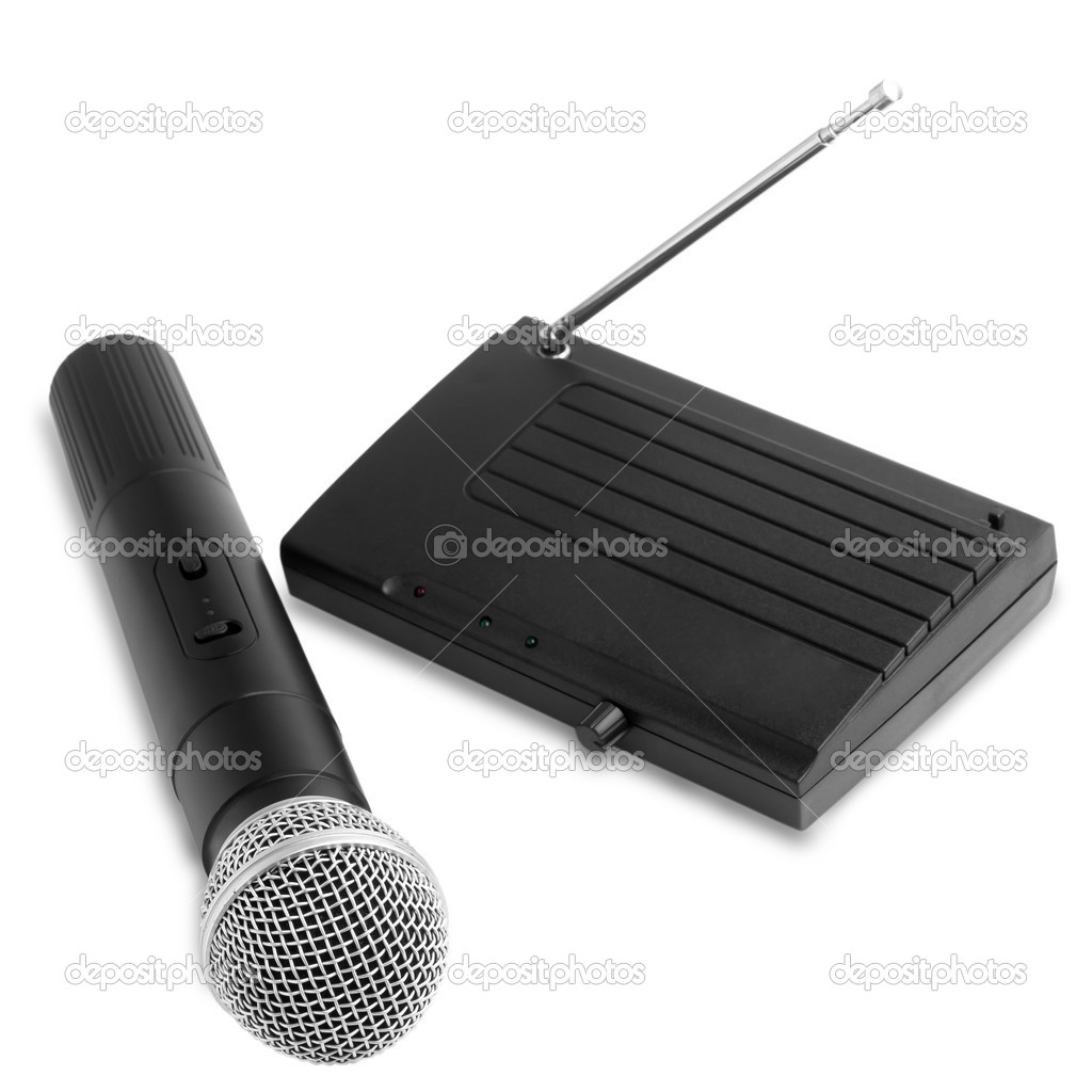 Radio wireless receiver microphone station with antenna isolated Stock