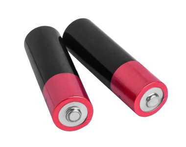 iki beyaz zemin üzerine (kırpma pat izole pil (Aa) pembe