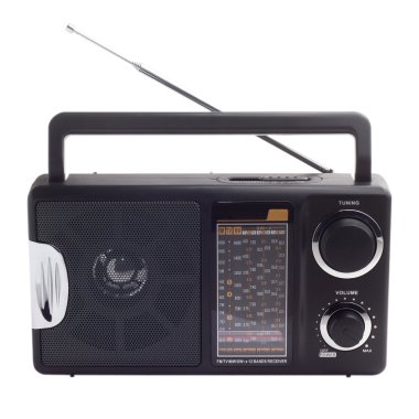 vintage black radio to listen to isolated station waves