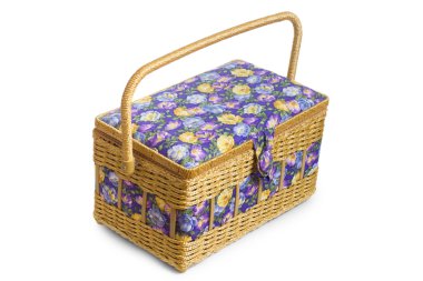 Wicker basket casket isolated on white background