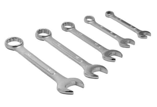 Spanners ferramentas chave isoladas em um fundo branco — Fotografia de Stock