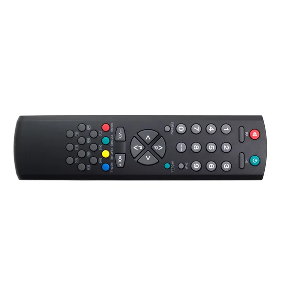 Tv remote control black on white — Stock Photo, Image