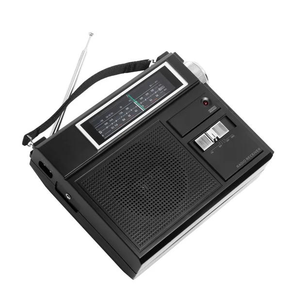 Винтажное черное радио для прослушивания изолированных волн станции — стоковое фото