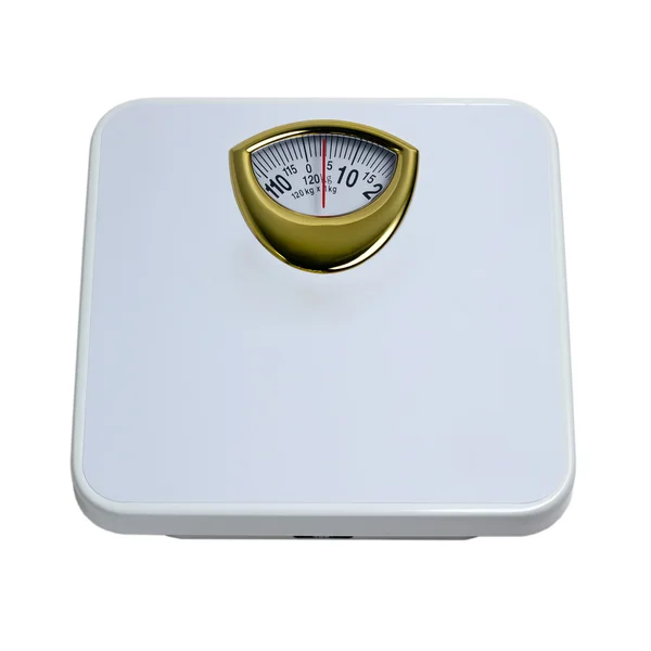 Controle de peso por escala de piso conceito de dieta isolada — Fotografia de Stock