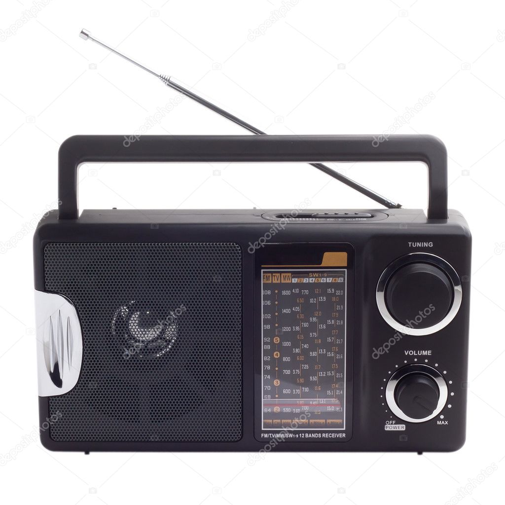 vintage black radio to listen to isolated station waves