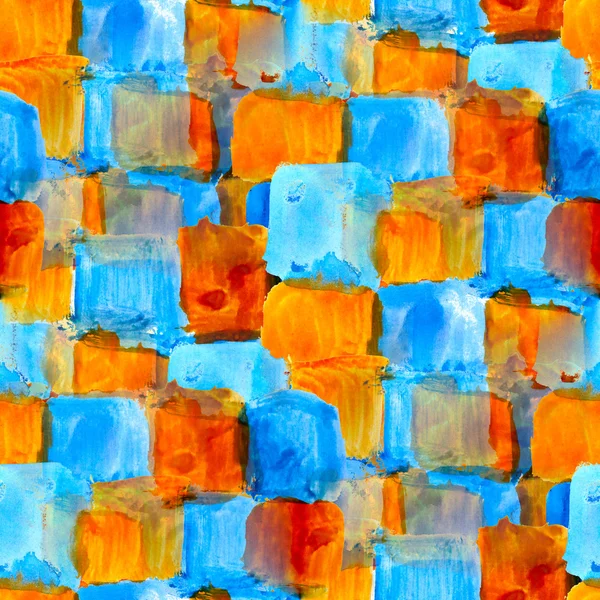 Άνευ ραφής νερό αφηρημένη μπλε πορτοκαλί ακουαρέλα σχεδίου της εκτύπωσης δαπέδου — Φωτογραφία Αρχείου