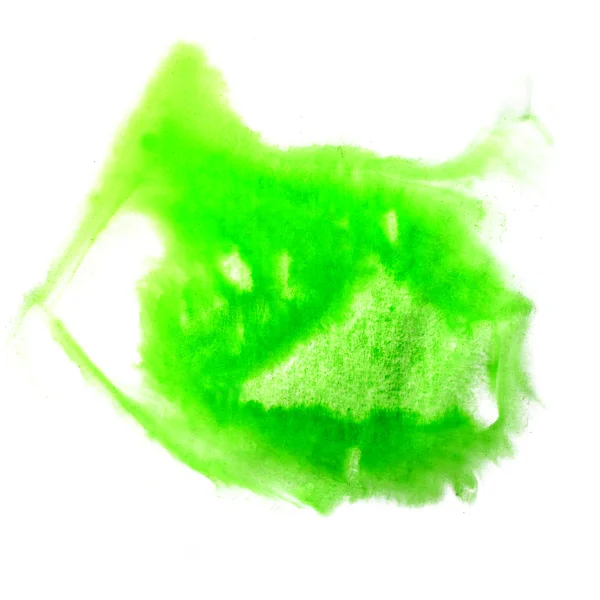 Watercolor green square blot hand isolated stain raster illustra — Stock Photo, Image