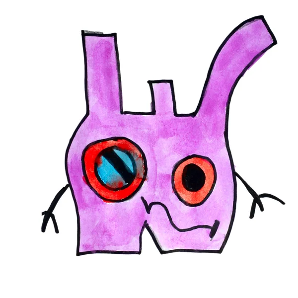 Watercolor monster ears evil hero hand drawing isolated