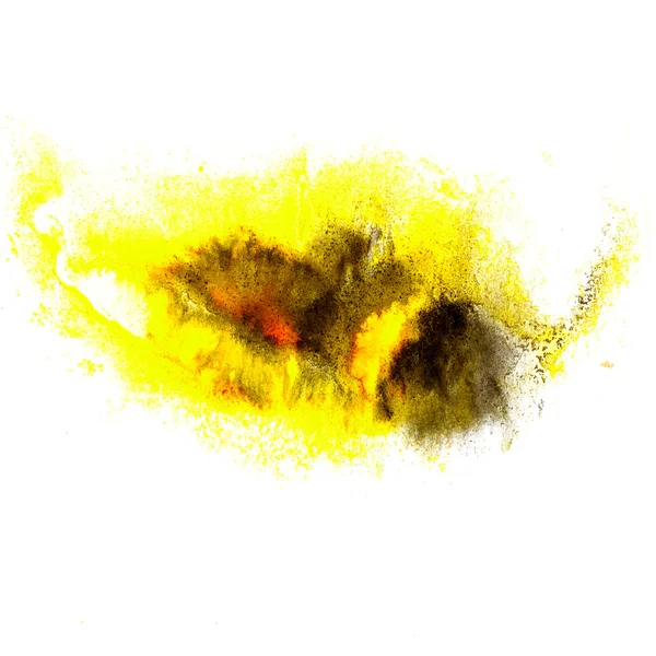 Abstracto amarillo negro aislado acuarela mancha raster illustrat — Foto de Stock