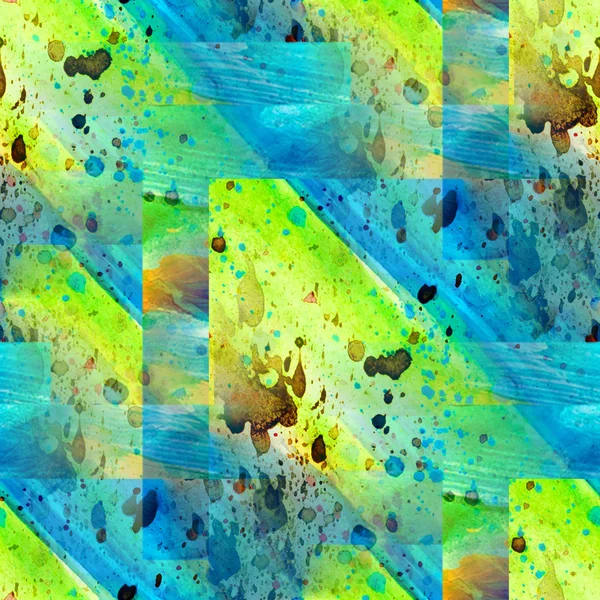 Sanat arka planda kesintisiz el yapımı yeşil mavi parlak suluboya — Stok fotoğraf