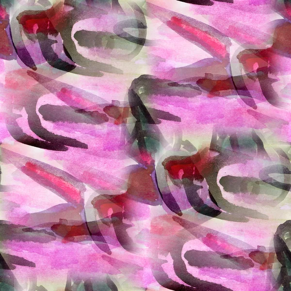 Sztuka tło akwarela bezszwowe, ręcznie, różowy, czarny i jasne — Zdjęcie stockowe