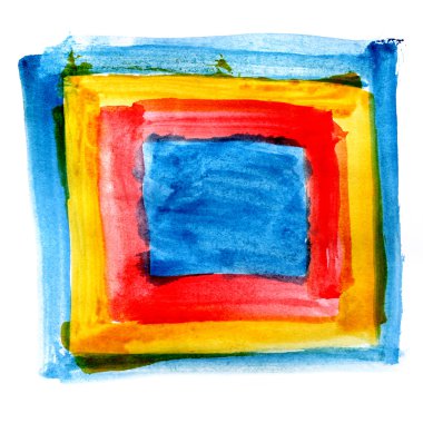 Kontur kare mavi kırmızı sarı boya fırça renk suluboya Isola