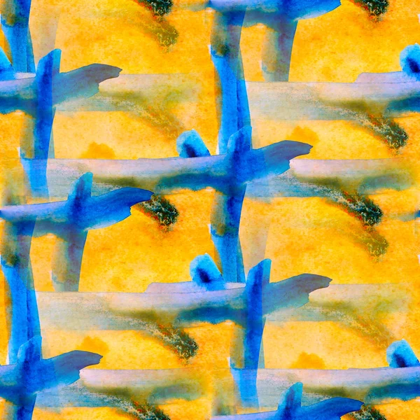 グランジ黄色青いテクスチャ、水彩画のシームレスな背景アート — ストック写真