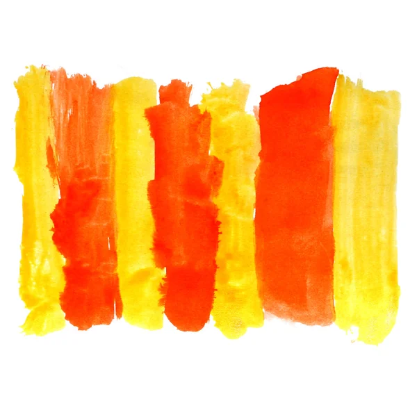 Peinture brosse texture jaune orange aquarelle tache isoler — Photo