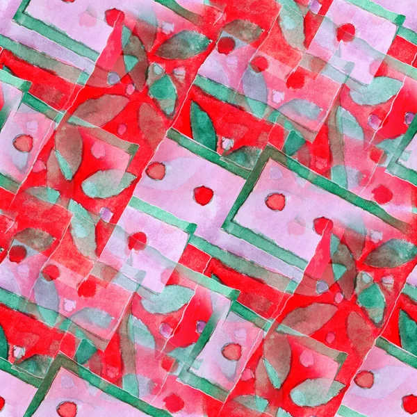 Rot grün nahtloser Kubismus abstrakte Kunst Picasso Textur Aquarell — Stockfoto