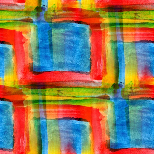 Seamless red blue yellow cubism art texture watercolor backgroun — Stock Photo, Image