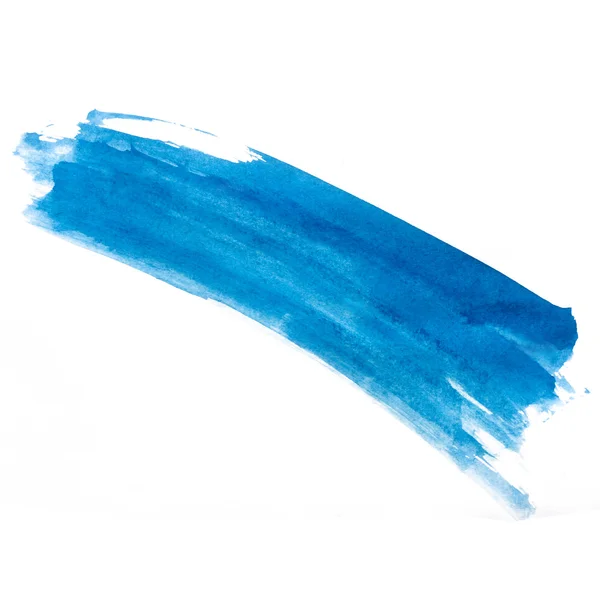 Curso azul tira pintura pincel cor aquarela isolado no branco — Fotografia de Stock