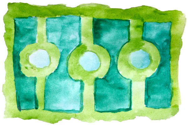 Arte daub acuarela verde azul patrón ornamento fondo abstr — Foto de Stock