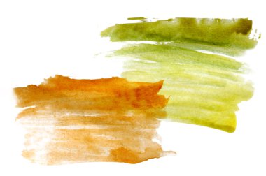 Sulu Boya yeşil kahverengi boya soyut izole leke