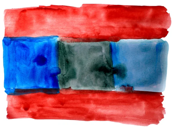 Kunst aquarel blauw rood geïsoleerd op wit voor uw ontwerp — Stockfoto