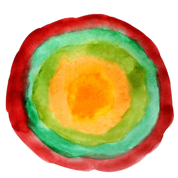 Watercolor round red green yellow isolated on white for your des — Stock Photo, Image