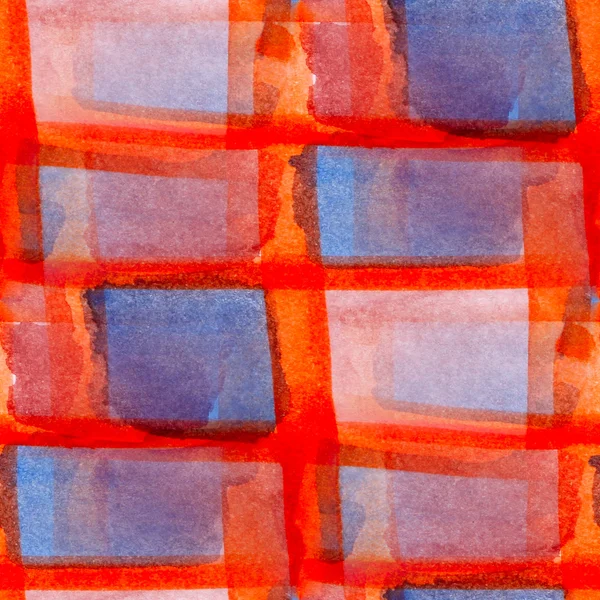 Abstraite aquarelle peinte sans couture orange, fond bleu sur — Photo