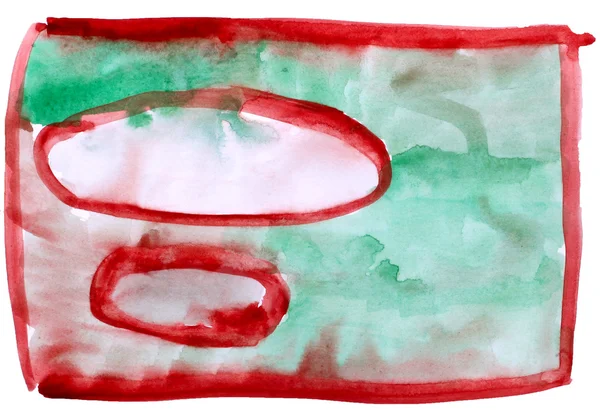 Masa grafik Kontur yeşil, kahverengi boya fırçası suluboya izole — Stok fotoğraf