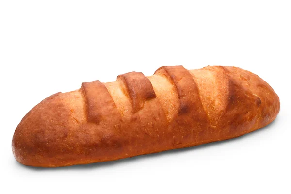 Elszigetelt fehér background hosszú vekni kenyér — Stock Fotó