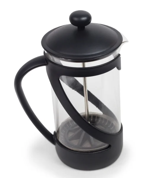 Чайник чайник стеклянный чай блестящий пластик изолированы — стоковое фото