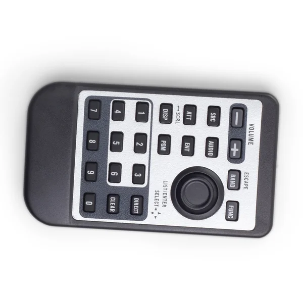 Tv remote black control black on white — Stock Photo, Image