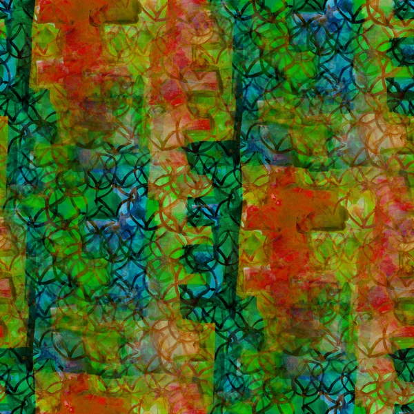 Grunge band texture green, orange watercolor seamless, band back — Stock Photo, Image