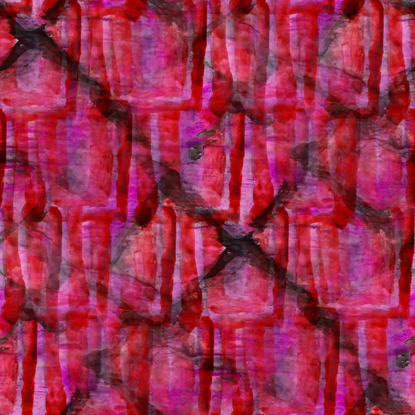 Grunge band texture rosso, nero ornamento acquerello senza soluzione di continuità, divieto — Foto Stock