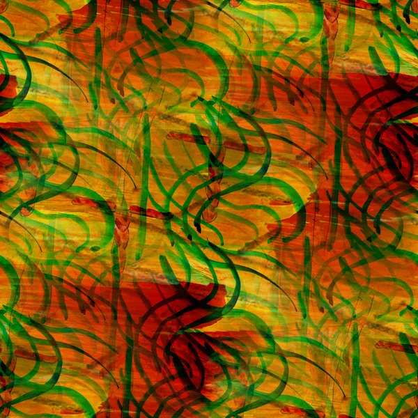 Geel, rood, sieraad grunge band textuur aquarel naadloze, b — Stockfoto