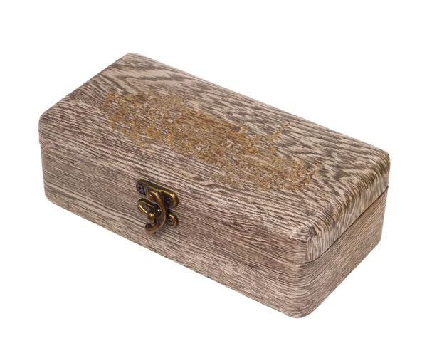 Antique wooden gray caskets box isolated — Stock Photo, Image