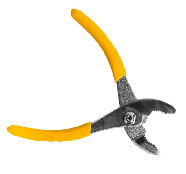 Open yellow pliers isolated on white background clipping path — Stock Photo, Image