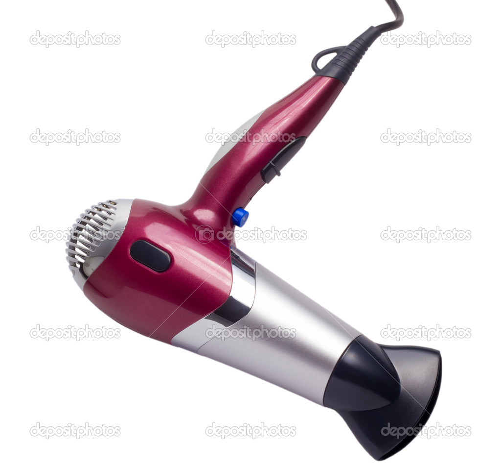 purple hair dryer isolated background clipping path