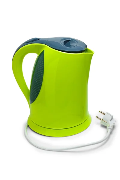 Electric tea green kettle isolated on white background — Stock Photo, Image