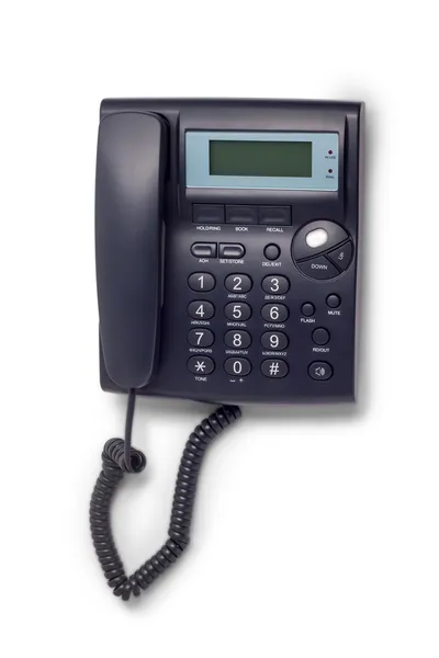 Moderne zwarte telefoongesprek ord geïsoleerd op witte achtergrond — Stockfoto