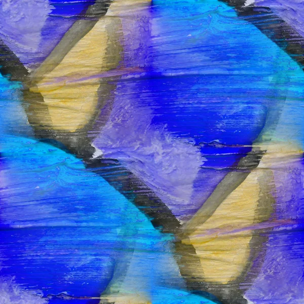 Blue, yellow ornament grunge texture, watercolor seamless backgr — Stock Photo, Image