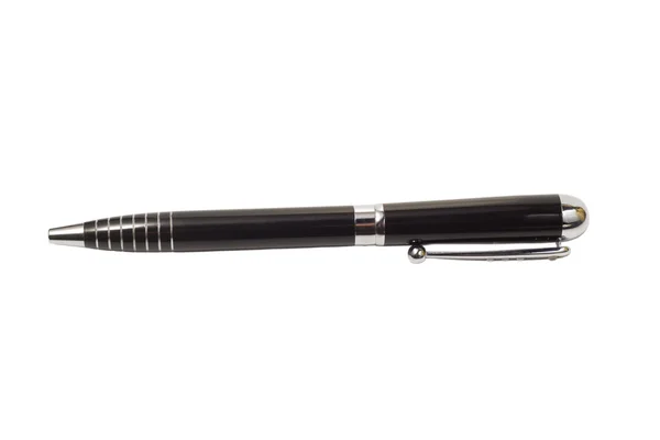 Black ballpoint pen for writing isolated clipping path — Stock Photo, Image