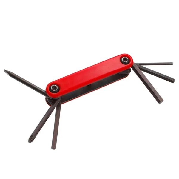 Beyaz arka plan üzerinde kırpma izole kırmızı cep bıçak kalem bıçak — Stok fotoğraf